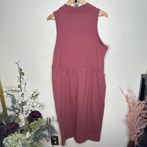ATHLETA Retroterry Sleeveless Midi Sweatshirt Dress Rosewood Pink Sz XL {LL21} - Picture 4 of 7
